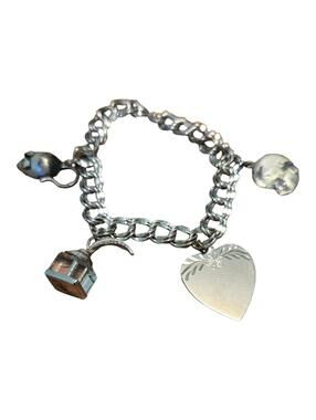 Sterling Silver Charm Bracelet, Vintage souvenir Jewelry, valentines day gift